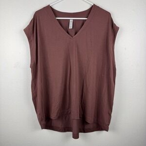 ATHLETA Avenue Womens Sleeveless Vneck‎ Tee top dark dusty rose - 2X